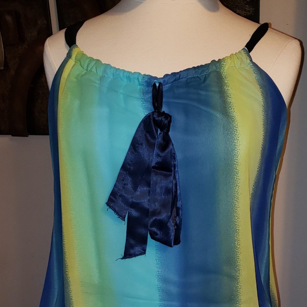 Wet Seal blue and yellow polyester tank top sz XL